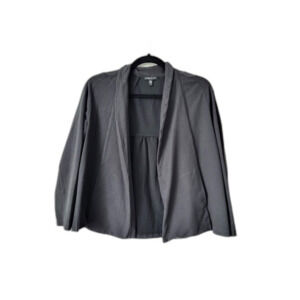 Eileen Fisher Black Open-Front Coat – Size PM (Viscose Blend)